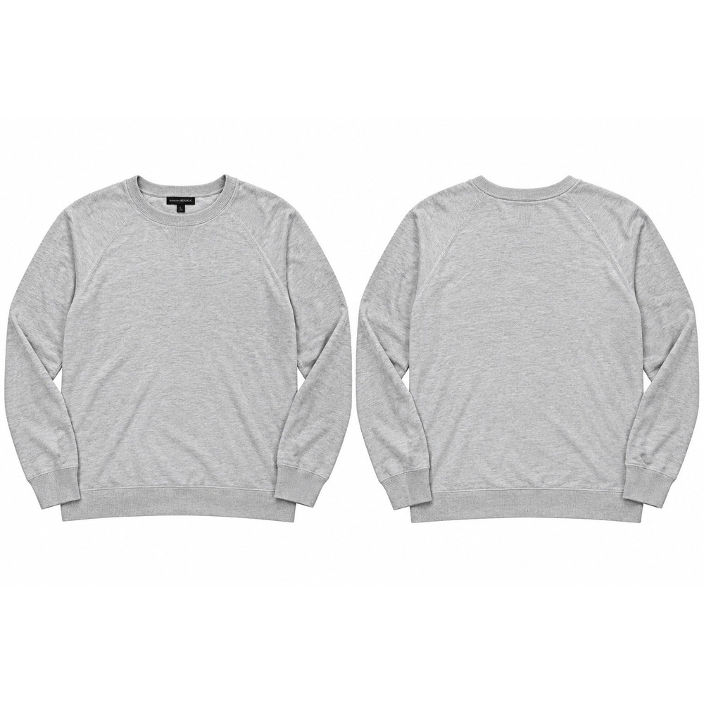 Banana Republic Men's L 100% Organic Cotton Crewneck Sweater Gray Raglan